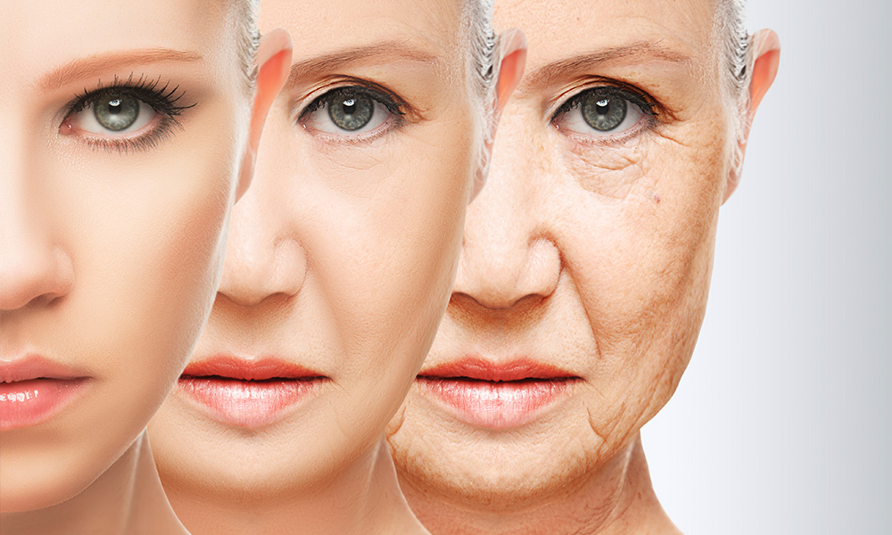 An aging woman in three stages